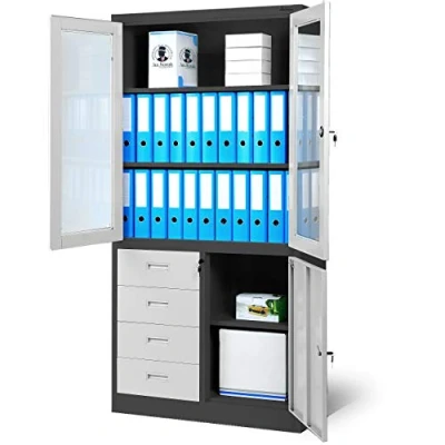 Abbildung von Jan Nowak Aktenschrank C042 Büroschrank Metallschrank Flügeltüren Schubladen Pulverbeschichtung Stahlblech 185 cm x 90 40 (H B T) (Weiß)