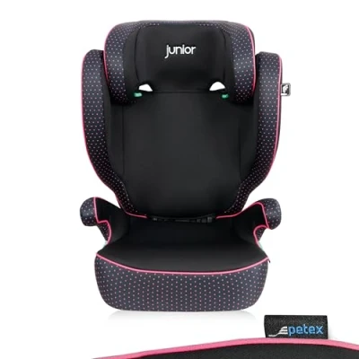 Abbildung von PETEX Auto Kindersitz mit ISOFIX Basic Plus i Size Norm nach ECE R129 für Kinder von ca. 100 150 cm, höhenverstellbarer Kinderautositz in pink, 1 Stück
