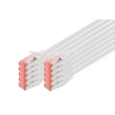 Abbildung von DIGITUS LAN Kabel Cat 6 2m 10 Stück RJ45 Netzwerkkabel S/FTP Geschirmt Kompatibel zu 6A &amp; 7 Grau