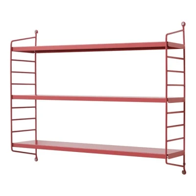 Abbildung von [en.casa] Modulares Wandregal Strängnäs Metallregal Wassermelonenrot Hängeregal mit 3 Regalböden Badregal Küchenwandregal Wandablage Wohnzimmer