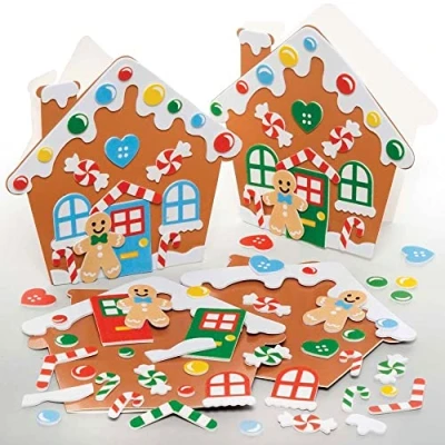 Abbildung von Baker Ross FE939 Lebkuchenhaus Karten Set 6er Pack, Kartenrohlinge für die Kartenherstellung, Gestalte deine eigenen Weihnachtskarten, Ideal Kinder Kunst und Bastelprojekte