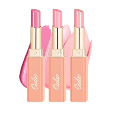 Abbildung von Oulac 2 in1 Lippenstift und Lip Balm Pink Set, Saftiger Glänzender lippenpflege Lippenstift,Geschmeidige Hydratisierte Lippen, Glänzendes Finish für trockene, rissige Vegan