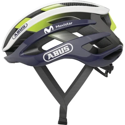 Abbildung von ABUS Rennradhelm AirBreaker High End Fahrradhelm für den professionellen Radsport Jugendliche und Erwachsene Helm Damen Herren Weiß/Blau (Movistar Team 2022), Größe S