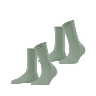 Abbildung von ESPRIT Damen Socken Basic Pure Multipack W So Baumwolle einfarbig 2 Paar, Grün Frosty Grey 7180, 39 42