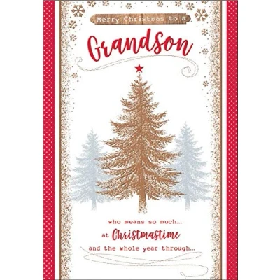 Abbildung von Piccadilly Greetings Klassische Weihnachtskarte für Enkelsohn, 22,9 x 15,2 cm