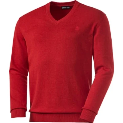 Abbildung von Otto Kern Pullover Herren mit V Ausschnitt, Strickpullover aus 100% Baumwolle, Bequemes Sweatshirt in Regular Fit Passform, Rot, Gr. 3XL