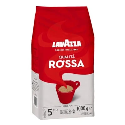 Abbildung von Lavazza, Qualità Rossa, Arabica &amp; Robusta Kaffeebohnen, mit Aromanoten von Schokolade und Trockenfrüchten, Intensität 5/10, Mittlere Röstung, 1 Kg