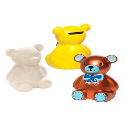 Abbildung von Baker Ross AC800 Keramik Spardosen Teddybär (2 Stück) für Kinder