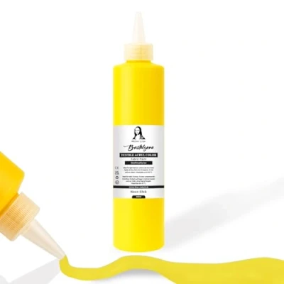 Abbildung von Stofffarbe 500ml. Waschfeste Textilfarbe. T Shirt Farbe für helle Stoffe. Waschmaschinenfest, Waschbeständig. Textilmalfarbe, Stoffmalfarbe. (Neon Gelb)