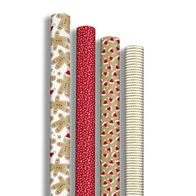 Abbildung von Clairefontaine 223897AMZC Karton mit 12 Rollen Geschenkpapier Kraft 70g, 2x0,70m, ideal für Weihnachten, Lebkuchen, 1
