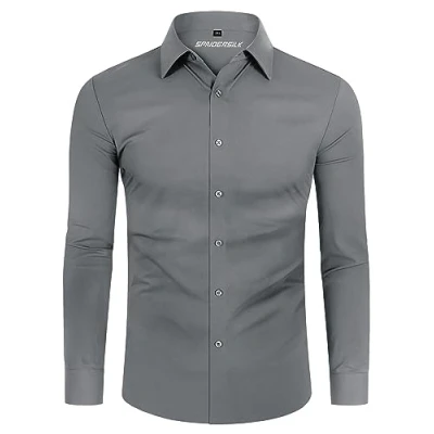 Abbildung von DEMEANOR Hemd Herren Stretch Langarm Freizeithemden für Slim Fit Businesshemden bügelfrei