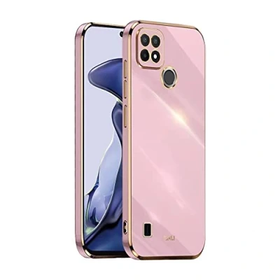 Abbildung von EASSGU Galvanisierter Rahmen Handyhülle für Realme C21Y / C25Y (6.5&quot; Inches), Weiche TPU Silikon Schutzhülle Violett