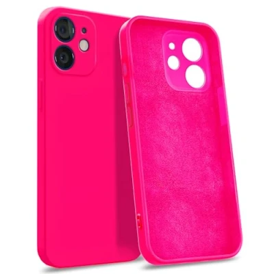 Abbildung von MyGadget Hülle kompatibel mit iPhone 12 [ 4 Layer Struktur Schutzhülle ] Gummierte Handyhülle Soft Inlay &amp; Hardcase Cover außen Magenta Pink
