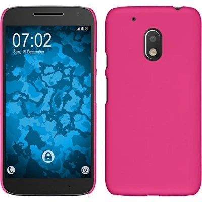 Abbildung von PhoneNatic case kompatibel mit Motorola Moto G4 Play Hülle pink gummiert Hard + 2 Schutzfolien