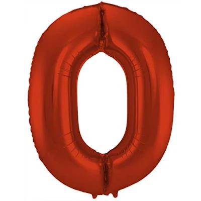 Abbildung von Folienballon Zahl 0 Rot Metallic Matte 86cm