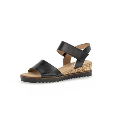 Abbildung von Gabor Damen Sandaletten, Frauen Sandalen,Moderate Mehrweite (G),elegant,Leichter Absatz,Sommerschuhe,schw.(KorkTS/schw),37.5 EU / 4.5 UK