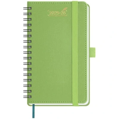 Abbildung von BEZEND 18 Monate Taschenkalender 2025 2026 klein (Juli 25 Dez 26), Kalender 25/26 Wochenplaner A6 1 Woche 2 Seiten mit Spalten, Terminplaner Ringbuch PU Leder Softcover, Fruchtgrün