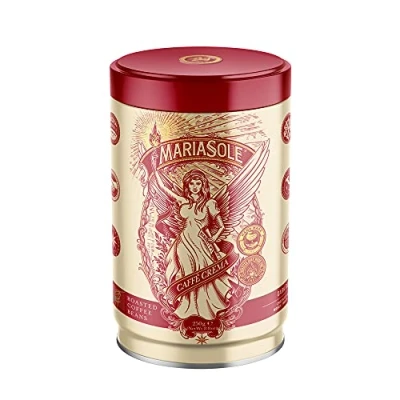 Abbildung von MariaSole Caffè Crema 250g In hochwertiger Kaffeedose Traditionelle Röstung Sizilien über Holzfeuer Handarbeit Premium Kaffeebohnen für Vollautomat und Siebträger