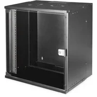 Abbildung von DIGITUS Netzwerkschrank 19 Zoll Rack 12 HE Unmontiert Wandmontage 400 mm Tiefe 327 Nutztiefe Traglast 60 kg Glastür SOHO Pro Serie Schwarz