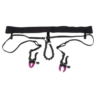 Abbildung von Perlen String „Pearl with Silicone Clamps“ mit Vulvalippenklammern