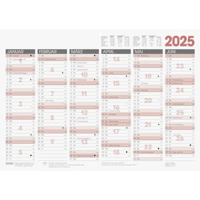 Abbildung von BRUNNEN Tafelkalender (2025), 1 Seite = 6 Monate, A3 quer