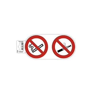 Abbildung von Exacompta 67015E Rauchen und E Zigaretten verboten Klebeschild 20x10cm rot weiß mit Aufhänger Hinweisschild aus UV beständigem PVC Schilder Warnhinweis Sticker Aufkleber Türschild