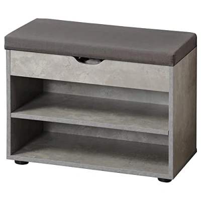 Abbildung von Kesper Schuhschrank mit Sitzkissen, Material: Spanplatte, Maße: B: 60 x H: 47 T: 30 cm, Farbe: Grau 15934 13