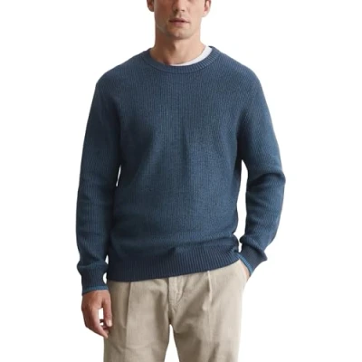 Abbildung von Marc O&#039;Polo CREW NECK Structured WITH Tipping Strickpullover, Herren, Größe: Large, Dark navy