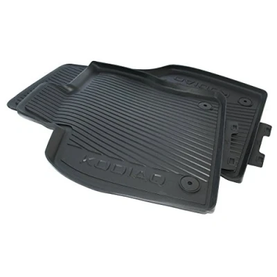 Abbildung von Skoda 566061502 Gummi Fußmatten Gummimatten Original Allwettermatten 2 teilig vorn schwarz mit Schriftzug