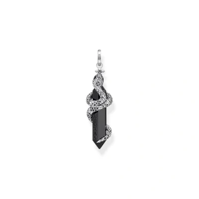 Abbildung von Thomas Sabo Herren Ketten Anhänger Schlange, mit schwarzem Onyx Stein, 925er Sterlingsilber geschwärzt, Maße: 46 x 13 mm, PE944 641 11