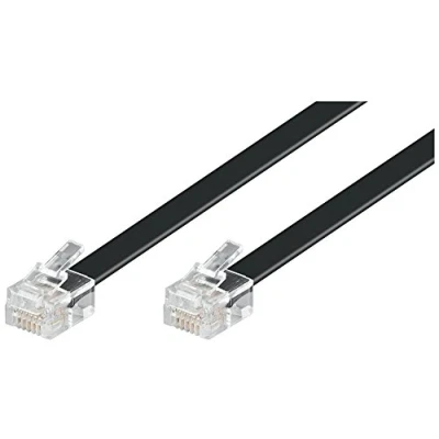 Abbildung von Goobay 50323 Modularanschlusskabel 10 Meter, Schwarz RJ12 Stecker (6P6C) auf