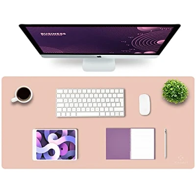 Abbildung von K KNODEL Tischunterlage, Schreibtischunterlage, 90 x 43cm PVC Laptop wasserdichte Schreibunterlage für Büro oder Heimbereich, doppelseitig (Rosa/Silber)