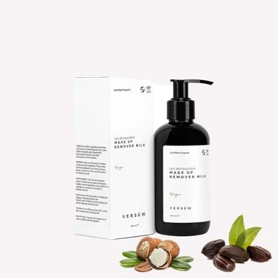 Abbildung von Versew Bio Vegan Feuchtigkeitsspendende Gesichtsreinigung, Make Up Entferner, für die tägliche Anwendung, mit Vitamin E, trockene bis normale Haut (200 ml)
