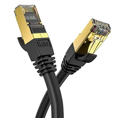 Abbildung von Veetop Cat8 0,5m LAN Kabel, 40Gbps Netzwerkkabel superschnell flexibel und robust mit vergoldetem RJ45. Schwarz