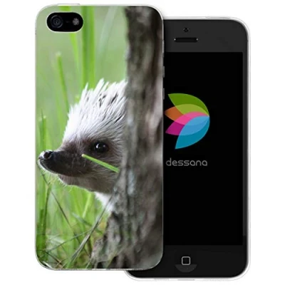 Abbildung von dessana Igel transparente Schutzhülle Handy Case Cover Tasche passend für Apple iPhone 5/5S/SE Baumstamm