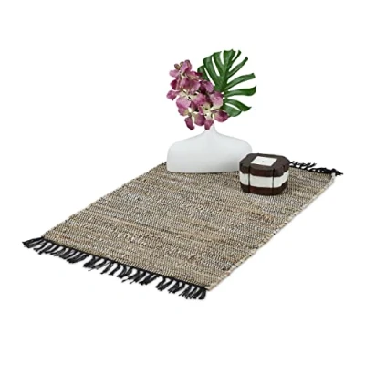 Abbildung von relaxdays Läufer Flickenteppich 60 x 110 cm, Höhe: 5 mm, Grau