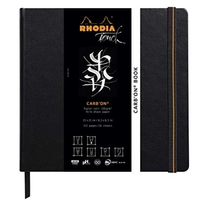 Abbildung von Rhodia 116117C Skizzenbuch Carb&#039;on Book, 56 Blatt, blanko, Schwarz, 120g, 21 x cm, Hardcover mit Kunstleder, 1 Stück
