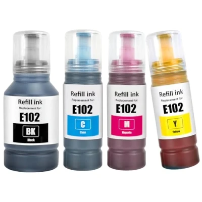 Abbildung von 4 Farb Multipack 102 Tintenflaschen kompatibel für EPSON Tinte ET 2700 2750 2751 2756 2850 2851 2856 3700 3750 3850 4750 4850 4856 15000 Drucker