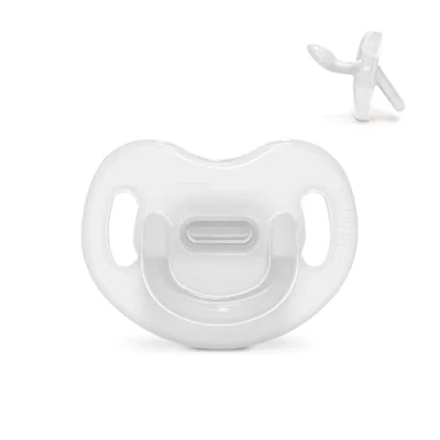 Abbildung von Suavinex, Schnuller aus Silikon, für Babys 6/18 Monate, mit anatomischem Sauger Sx Pro, super weich und flexibel, ideal zum Schlafen, Colour Essence, transparent