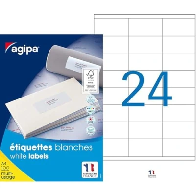 Abbildung von agipa 119011 Universal Etiketten, 70 x 36 mm, weiß, rechteckig
