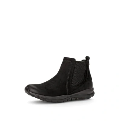 Abbildung von Gabor Rollingsoft Chelseaboots, Keilabsatz, Komfortschuh, Stiefelette, Logoschrifzug an der Ferse