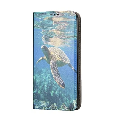 Abbildung von Hülle für Samsung A50 / A30s A50s Handyhülle Motiv 564 Schildkröte im Wasser Blau Premium Smart aus Kunstleder einseitig bedruckt HandyCover Galaxy