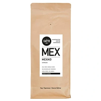 Abbildung von CAPTN Coffee MEXIKO Espressobohnen 100 % Arabica Single Origin 1 KG Fair Gehandelt Schonende Röstung Vollautomaten