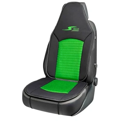 Abbildung von Walser Car Comfort Auto Sitzauflage S Race, Auszeichnung Sehr Gut* Autositzauflage für Highback /Pilotensitze, Universal Sitzschoner Auto, Vordersitze grün/schwarz