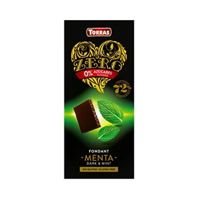 Abbildung von Torras Zero Schokolade, Schokolade ohne Zuckerzusatz, Dunkle mit Minze, Tafel (125g)