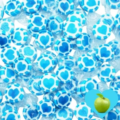 Abbildung von EinsSein 0,5kg Herzbonbons blau/türkis mit weiss 500g handgemachte Rocks Bonbons Gastgeschenke bayrische Hochzeit Taufe Valentinstag Muttertag Kommunion auch als essbare Tischdeko Großpackung