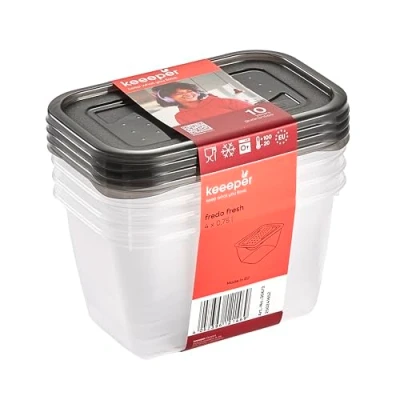 Abbildung von keeeper fredo fresh Frischhaltedosenset 4 teilig, x 0,75 l, Crystal Grey (Transparent)