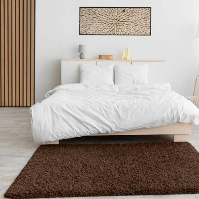 Abbildung von VIMODA Prime Shaggy Hochflor Langflor Teppich Einfarbig Modern Braun, Maße:160x220 cm