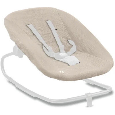 Abbildung von hauck Schonbezug für Babywippe Highchair Bouncer (Eco) (nicht mit anderen Modellen kompatibel), Baumwolle, Gummizug und Gurtschlitze 5 Punkt Gurt, Waschbar bei 60 (Beige)