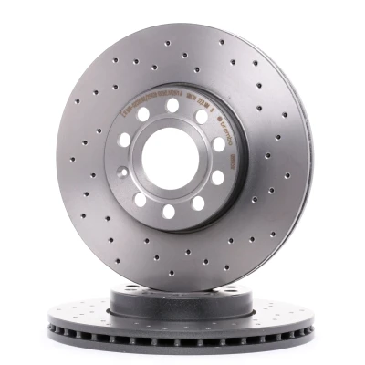 Abbildung von BREMBO XTRA LINE 09.9145.1X Bremsscheibe 288 25 5 gelocht/innenbel. beschichtet mit Schrauben VOLKSWAGEN: Golf 7 Schrägheck, Caddy 3 Kastenwagen